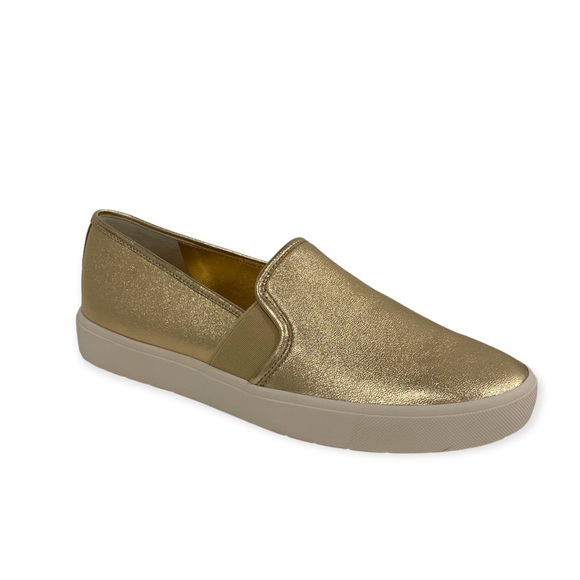 VINCE "Blair" Gold Leather Slip On Sneakers, Size 6 - Picture 2 of 6